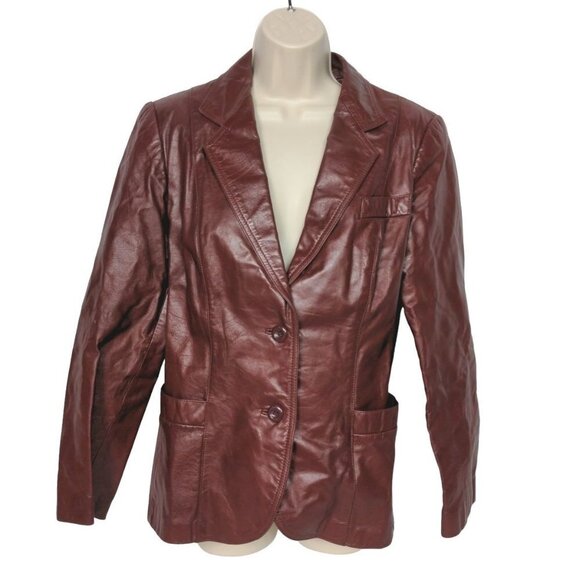 Vintage Women's Leather Jacket Burgundy Red Size 14 - Picture 1 of 4